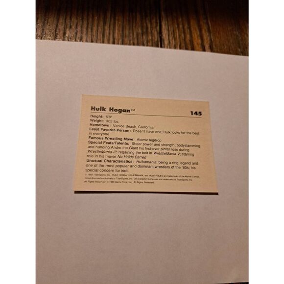 Vintage 1990 WWF Hulk Hogan Trading Card #125 Classic Titan Sports - Picture 2 of 2